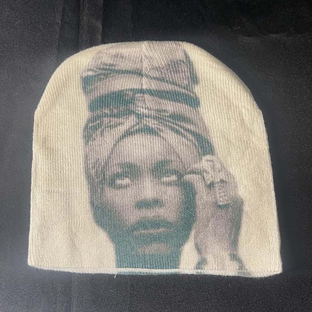 Erykah Badu Graphic Y2K Style Beanie Off-White